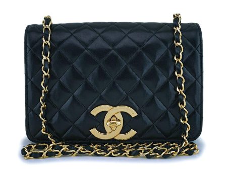 Rare Chanel Vintage Black Lambskin Big CC Small Classic Flap Bag 24k GHW Sale