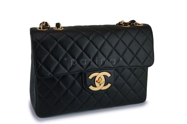 *rare* Chanel Vintage Black Jumbo Classic Flap Bag 24k GHW Supply