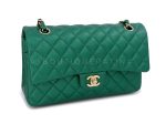 18S Chanel Iridescent Pearly Emerald Green Caviar Medium Classic Double Flap Bag GHW Fashion