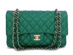 18S Chanel Iridescent Pearly Emerald Green Caviar Medium Classic Double Flap Bag GHW Fashion