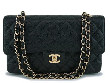 Rare Pristine Chanel Black Caviar Medium Classic Double Flap Bag 24k GHW Sale