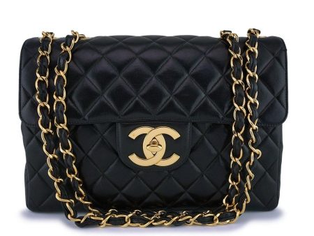 *rare* Chanel Black Vintage Jumbo Classic Flap Bag 24k GHW Online now