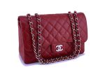 09C Chanel Dark Red Caviar Classic Jumbo Flap Bag SHW Online Sale