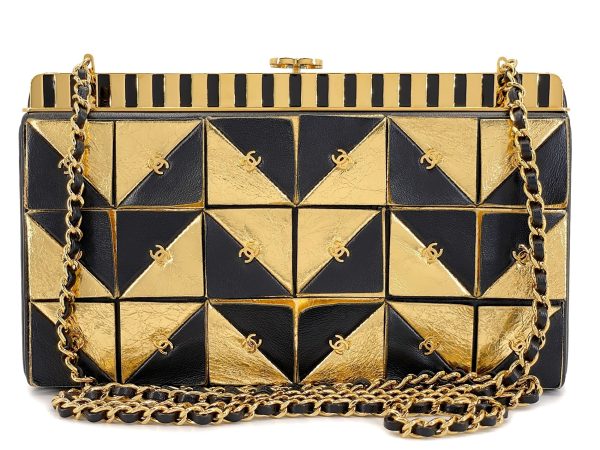 Chanel 19A Egypt Gold Black Framed Minaudière Clutch Bag GHW Paris-New York 78A Hot on Sale