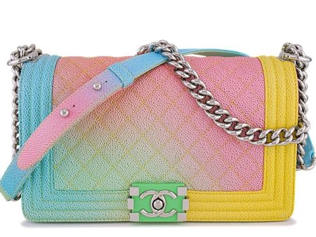 17C Chanel Rainbow Caviar Medium Classic Boy Flap Bag SHW Online