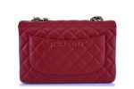 09C Chanel Dark Red Caviar Classic Jumbo Flap Bag SHW Online Sale