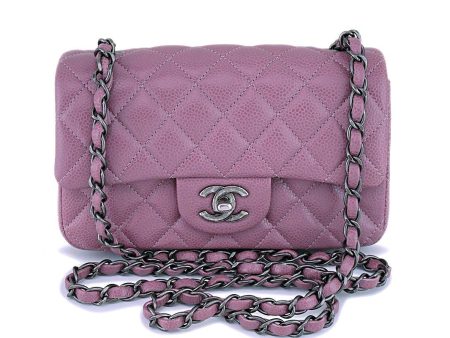 15B Chanel Mauve Pink-Violet Caviar Rectangular Mini Classic Flap Bag RHW Sale