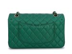 18S Chanel Iridescent Pearly Emerald Green Caviar Medium Classic Double Flap Bag GHW Fashion