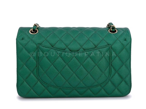 18S Chanel Iridescent Pearly Emerald Green Caviar Medium Classic Double Flap Bag GHW Fashion