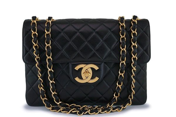 *rare* Chanel Vintage Black Jumbo Classic Flap Bag 24k GHW Supply