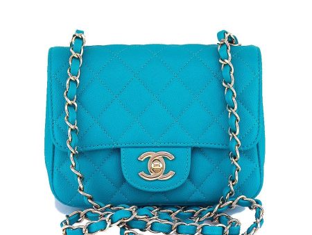 17C Chanel Caviar Turquoise Classic Quilted Square Mini Flap Bag Discount