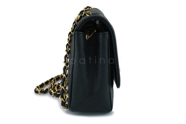 *rare* Chanel Vintage Black Caviar Classic Diana Flap Bag 24k GHW Discount