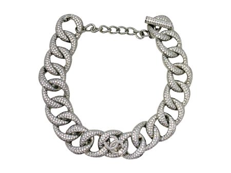 Rare Chanel 22C Strass Covered Chunky Chain Choker Silver Crystal Necklace Hot on Sale