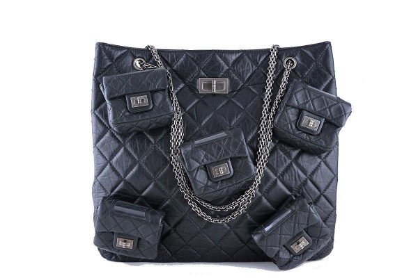 $8,000 Chanel Black Legendary Runway 5 Pocket Reissue Tote Bag For Sale