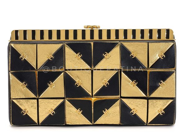 Chanel 19A Egypt Gold Black Framed Minaudière Clutch Bag GHW Paris-New York 78A Hot on Sale