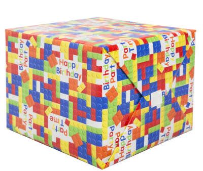 Building Blocks Birthday Gift Wrap Supply