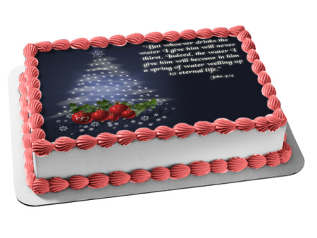 Merry Christmas Christmas Tree Religious Quote Edible Cake Topper Image ABPID55127 For Cheap